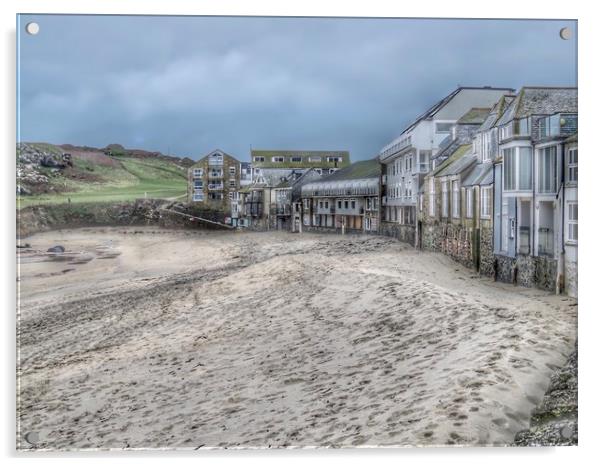 Houses on the beach. Porthmeor. Acrylic by Beryl Curran