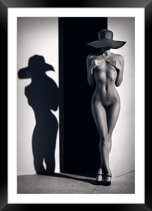 Sensual Nude Woman 1 Framed Mounted Print by Johan Swanepoel