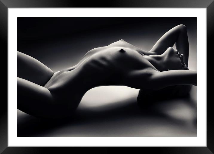 Sensual Nude Woman 2 Framed Mounted Print by Johan Swanepoel
