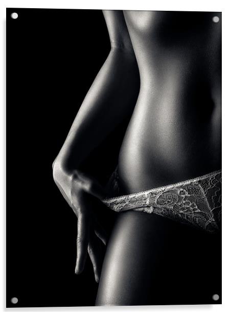 Woman in pantie closeup 2 Acrylic by Johan Swanepoel