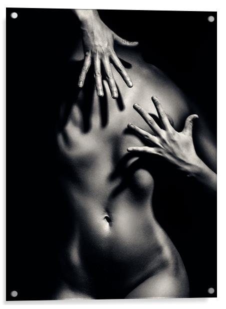 Nude woman fine art 10 Acrylic by Johan Swanepoel