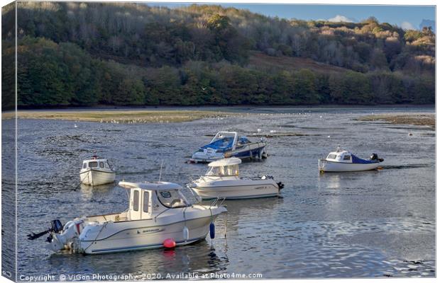 Boats on East Looe River Canvas Print by Gordon Maclaren