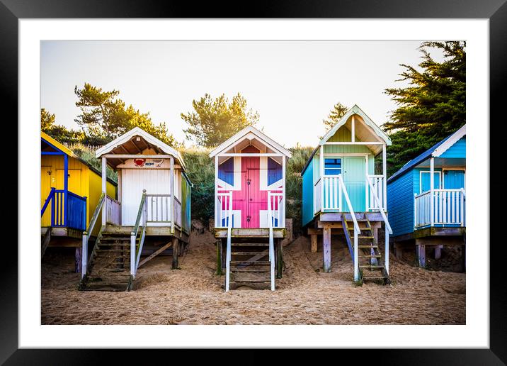 Colouful Beach Huts Framed Mounted Print by Adam Payne