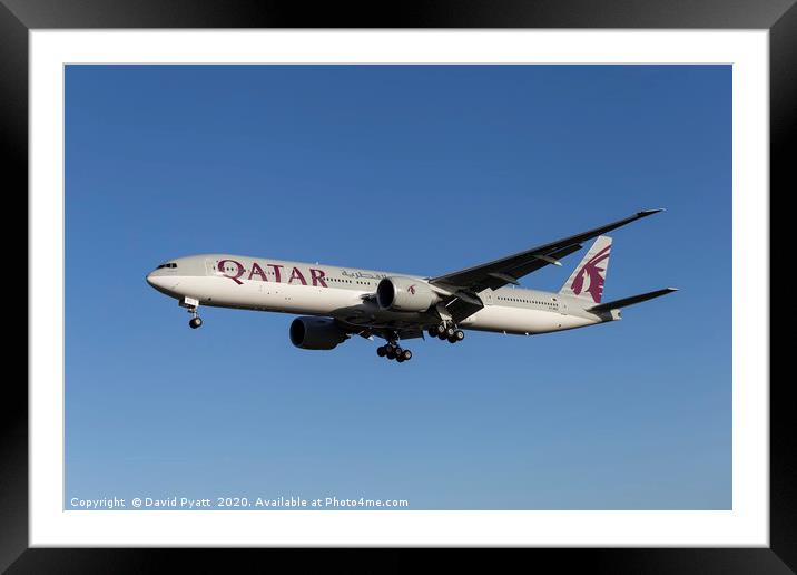 Qatar Airways Boeing 777 Framed Mounted Print by David Pyatt