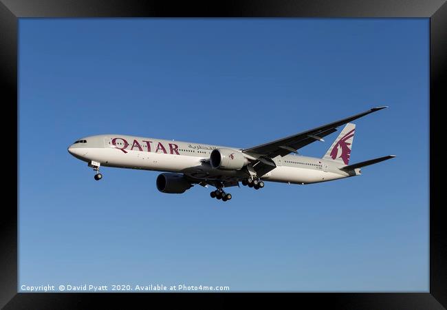 Qatar Airways Boeing 777 Framed Print by David Pyatt