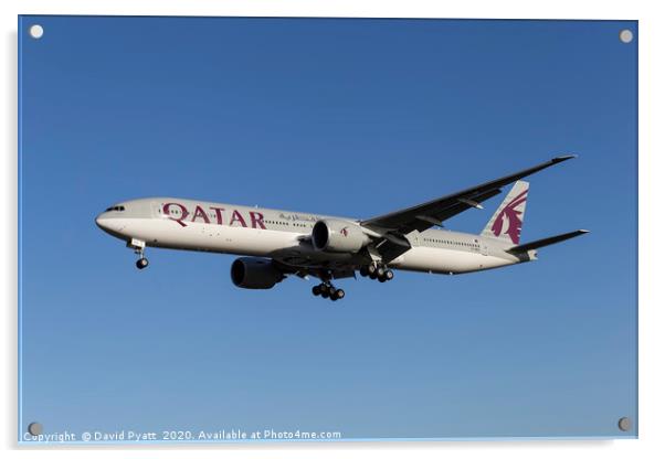 Qatar Airways Boeing 777 Acrylic by David Pyatt