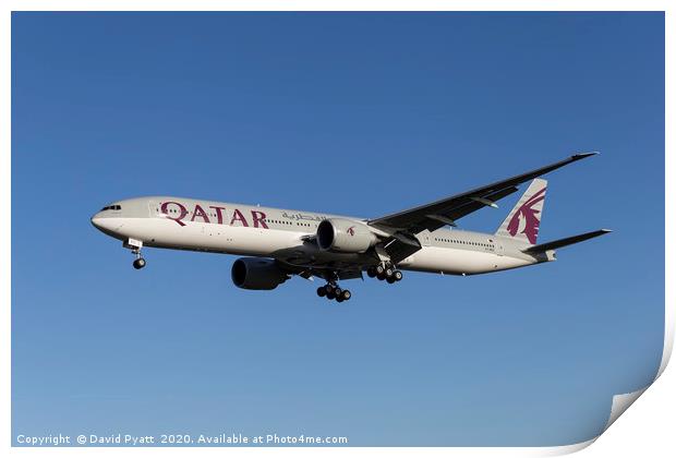Qatar Airways Boeing 777 Print by David Pyatt