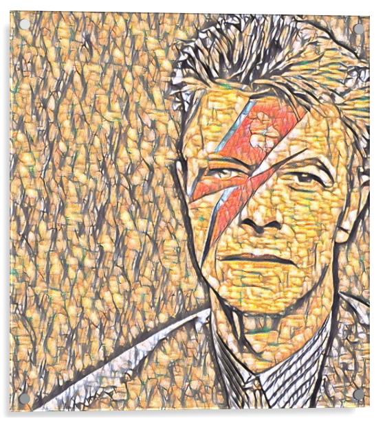 David Bowie Ziggy Stardust Style Artistic Acrylic by Franca Valente