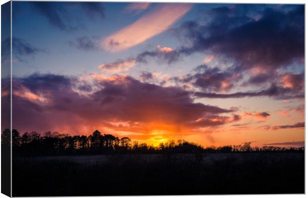 Wintry Fens Sunset  Canvas Print by Adam Payne