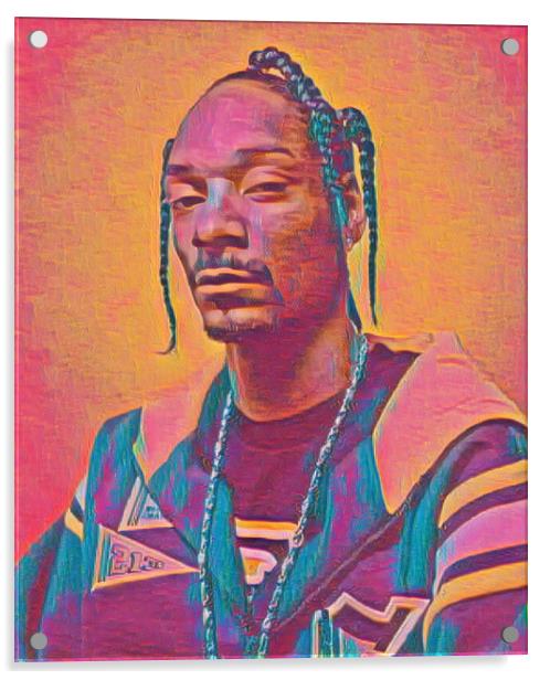 Snoop Dogg Thoughtful Artistic Illustration Acrylic by Franca Valente