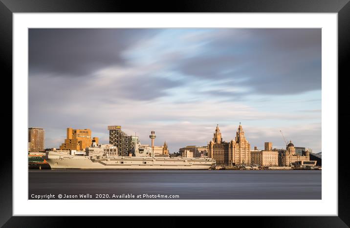HMS Prince of Wales at sunset Framed Mounted Print by Jason Wells