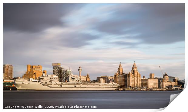 HMS Prince of Wales at sunset Print by Jason Wells