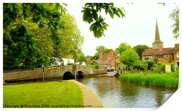 Eynsford, crossing the river Darent Print by Terry Hunt