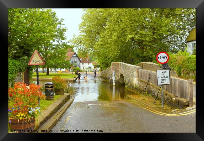 Eynesford, crossing the river Darent Framed Print by Terry Hunt