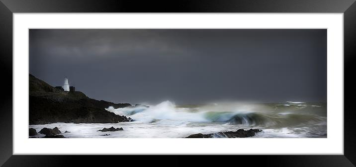 WINTER STORM,MUMBLES. Framed Mounted Print by Anthony R Dudley (LRPS)