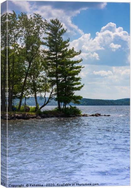 Peaceful treelined lake in Calabogie, Canada Canvas Print by Rehanna Neky