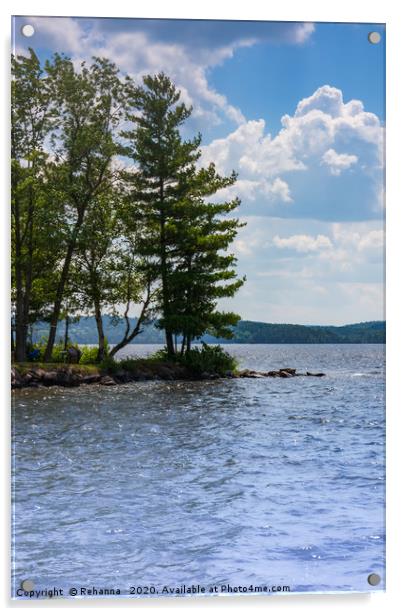 Peaceful treelined lake in Calabogie, Canada Acrylic by Rehanna Neky