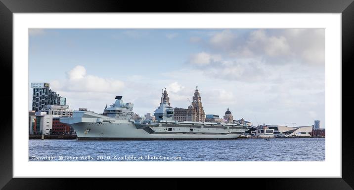 Panorama of HMS Prince of Wales on the Liverpool w Framed Mounted Print by Jason Wells