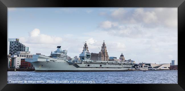 Panorama of HMS Prince of Wales on the Liverpool w Framed Print by Jason Wells