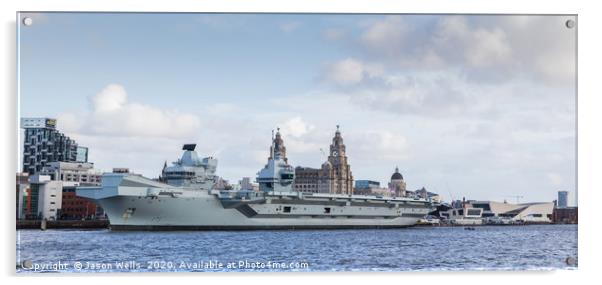 Panorama of HMS Prince of Wales on the Liverpool w Acrylic by Jason Wells