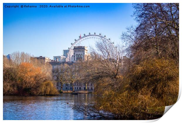 View of Horse Guards and The London Eye Print by Rehanna Neky