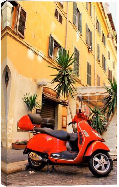 Italy, Rome and red scooters Canvas Print by M. J. Photography