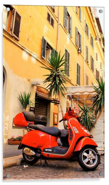 Italy, Rome and red scooters Acrylic by M. J. Photography