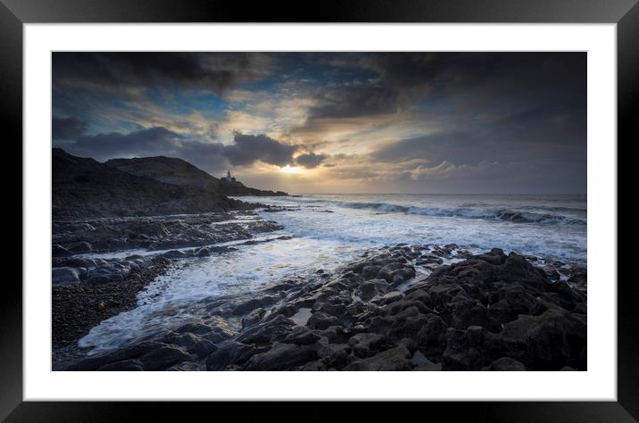 Early morning at Bracelet Bay Framed Mounted Print by Leighton Collins