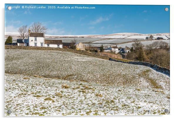 Three Ettersgill Farms in Winter Acrylic by Richard Laidler