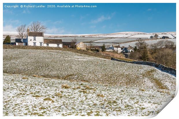 Three Ettersgill Farms in Winter Print by Richard Laidler