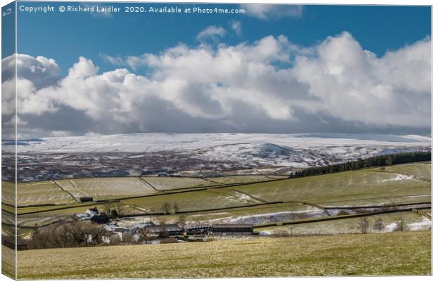 Over to Cronkley from Scar End, Teesdale in Snow Canvas Print by Richard Laidler
