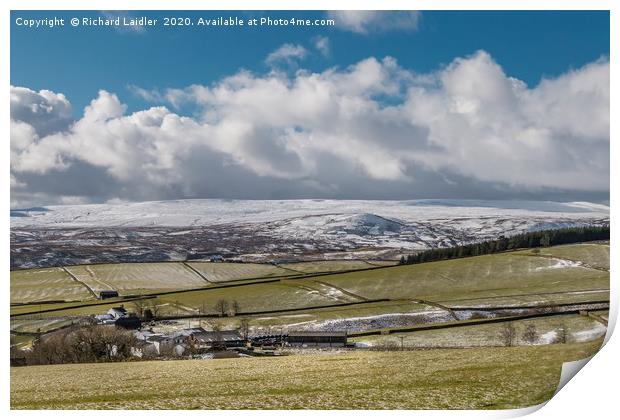 Over to Cronkley from Scar End, Teesdale in Snow Print by Richard Laidler