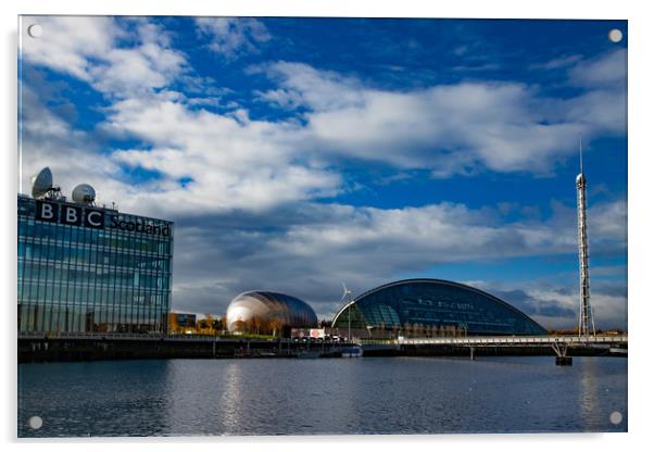 Cityscape of Glasgow, Scotland. Clyde river embank Acrylic by Alexey Rezvykh