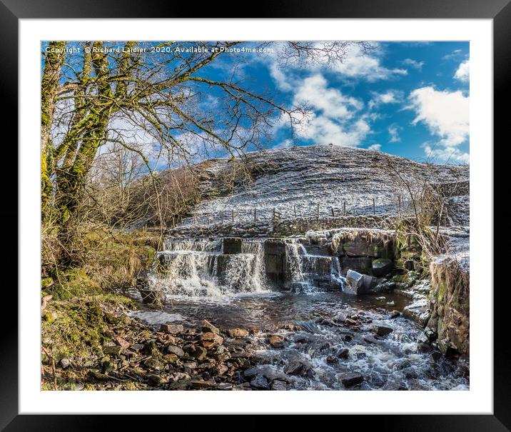Ettersgill Beck Waterfall, Teesdale, in Winter Framed Mounted Print by Richard Laidler