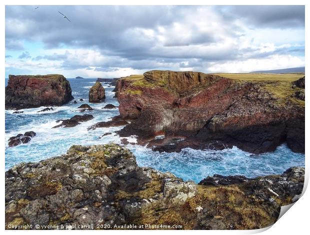 Cliffs at Eshaness, mainland Shetland Print by yvonne & paul carroll