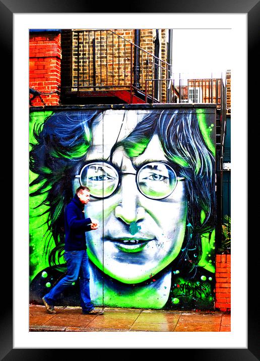 John Lennon Mural Street Art Camden London Framed Mounted Print by Andy Evans Photos