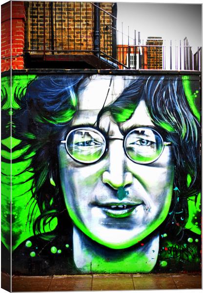 John Lennon Mural Street Art in Camden Town London Canvas Print by Andy Evans Photos