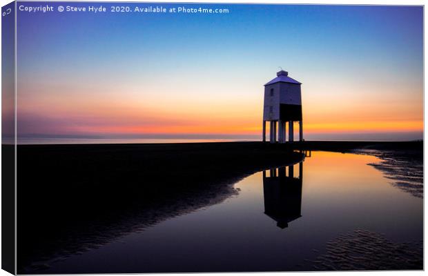 Burnham Lighthouse at sunset Canvas Print by Steve Hyde