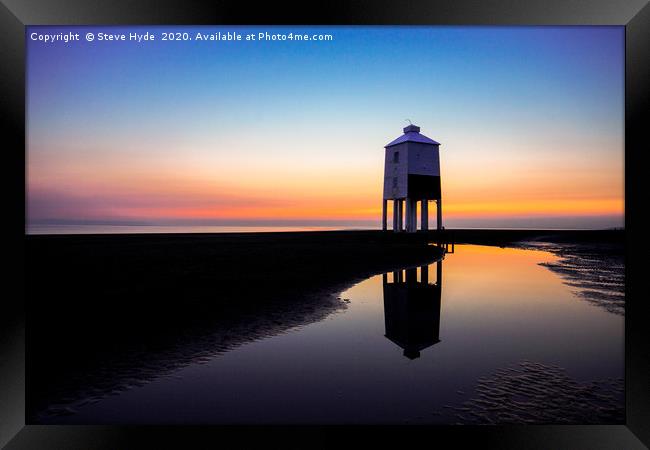 Burnham Lighthouse at sunset Framed Print by Steve Hyde