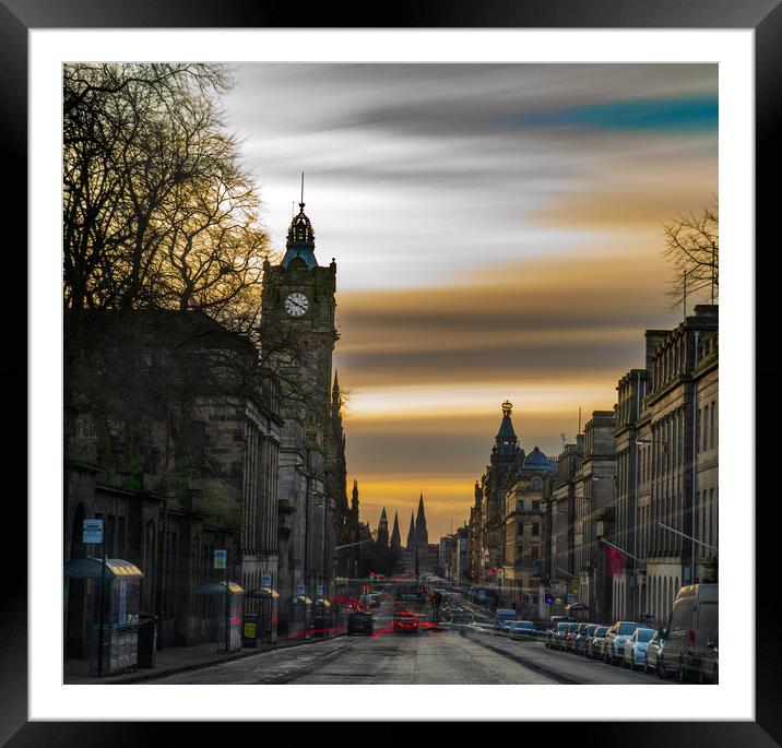 Edinburgh Sunset Framed Mounted Print by Steven Lennie
