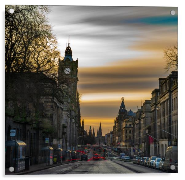 Edinburgh Sunset Acrylic by Steven Lennie