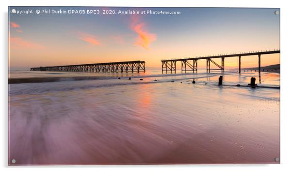 Steetley Pier Sunset Acrylic by Phil Durkin DPAGB BPE4