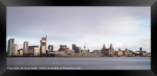 HMS Prince of Wales long exposure Framed Print by Jason Wells