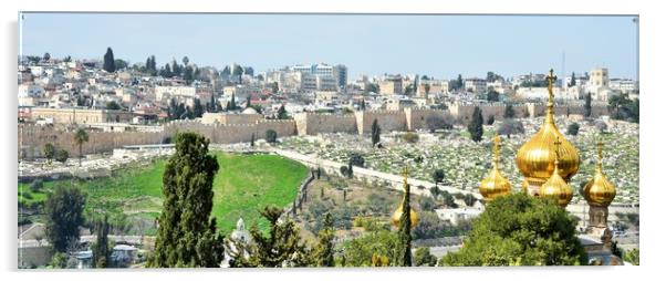 Jerusalem Cityscape, Israel Acrylic by M. J. Photography