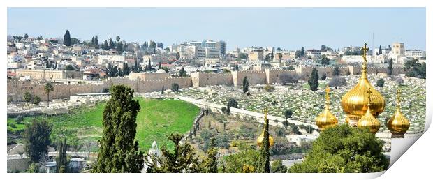 Jerusalem Cityscape, Israel Print by M. J. Photography