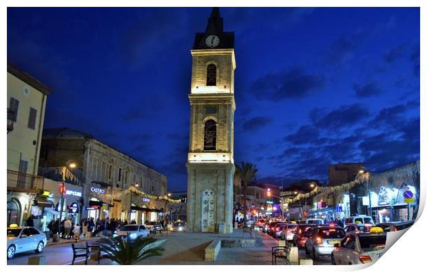 The Jaffa Clock Tower in Jaffa, Tel Aviv. Print by M. J. Photography
