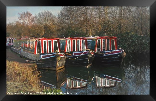 Narrowboats For Hire At Aldermaston Wharf Framed Print by Ian Lewis