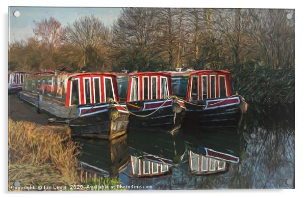 Narrowboats For Hire At Aldermaston Wharf Acrylic by Ian Lewis