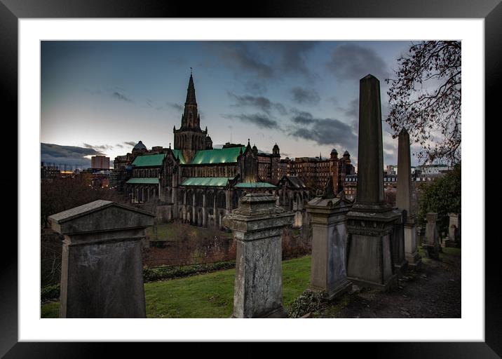 Glasgow Cathedral from the Necropolis at evening Framed Mounted Print by Alexey Rezvykh