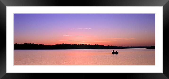 Fishing at Sunset over Rutland water Framed Mounted Print by Steven Shea